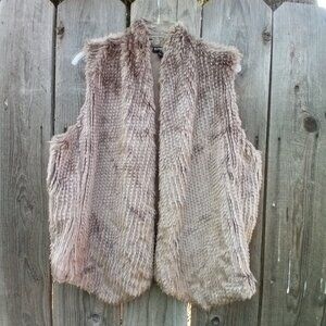 Express Vest Women L/G Beige Faux Fur Open Soft Classic Going Out Street Wear